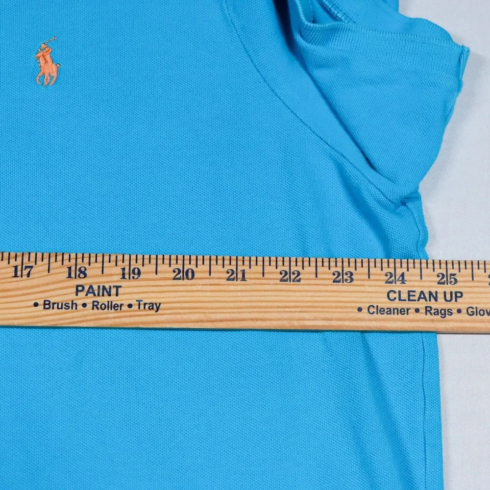 Polo Ralph Lauren Polo Shirt Mens XL Turquoise Blue Classic Fit Peach Pony Mesh